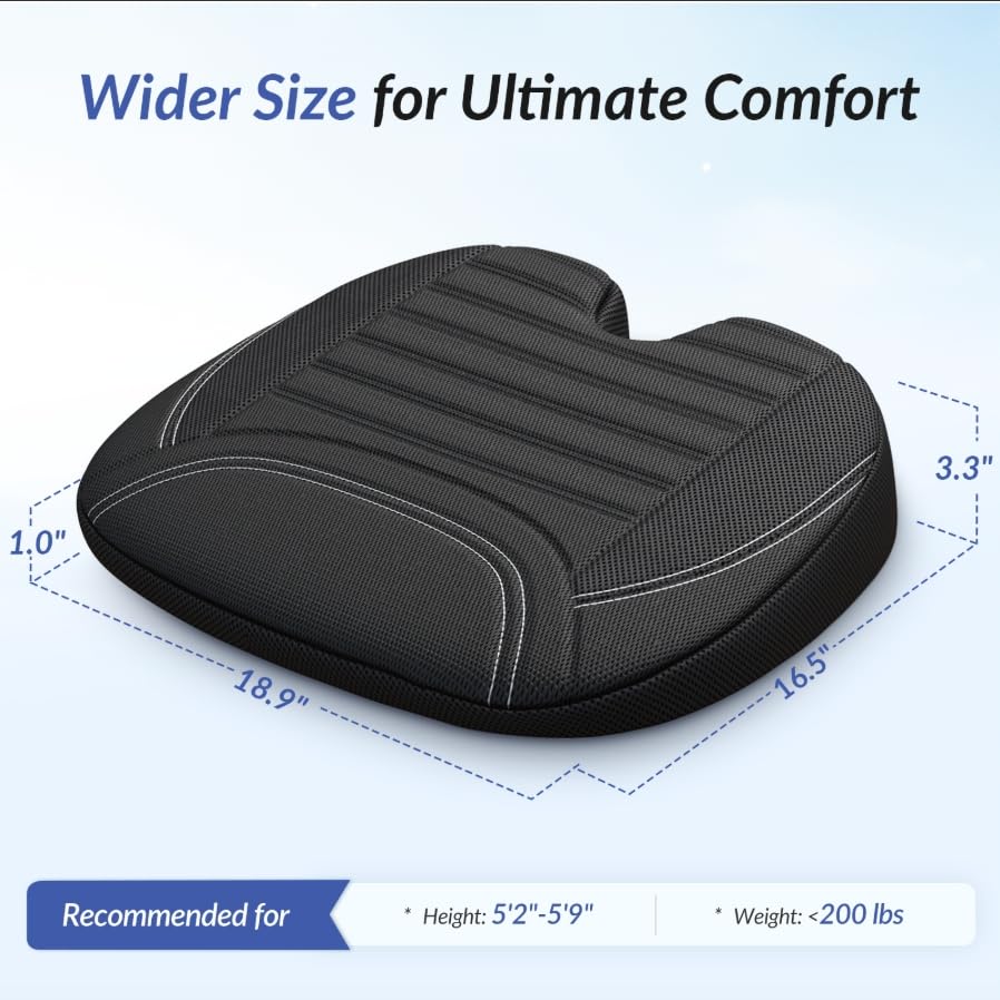 Wedge Car Seat Cushion for Tailbone Pain Relief & Better Visibility