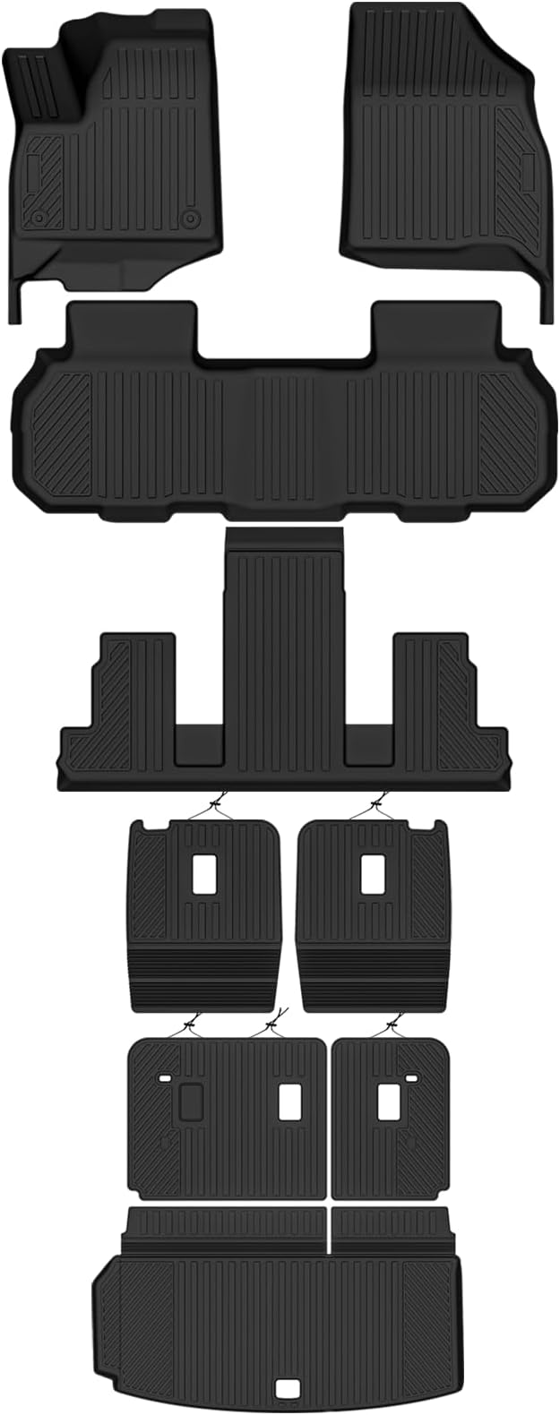 Custom Fit Floor Mats for 2024-2026 Chevy Traverse/GMC Acadia 7 Seat(Not for 2024 Traverse Limited), All Weather TPE Floor Liners with Trunk Mat & Backrest Protectors, Interior Accessories