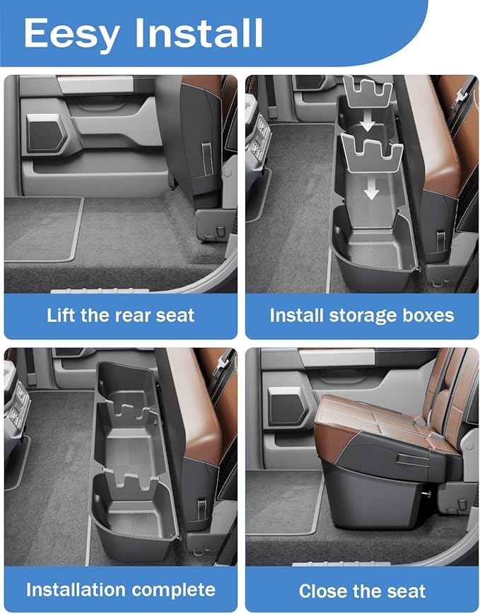 FengYu Under Seat Storage Box Compatible with 2015-2026 Ford F-150 F150 SuperCrew Cab, 2017-2026 F-250/F-350/F-450/F-550 Super Duty,F-150 Rear Underseat Storage Truck Organizer Tool Box