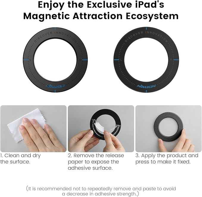 Nillkin iPad Magnetic Wall Mount Holder, Tablet Holder Magnets Mount for Kitchen car,Kids,Bathroom, Car headrest Backseat, Mount for Apple TV, Router, Smart Home hub, Photo