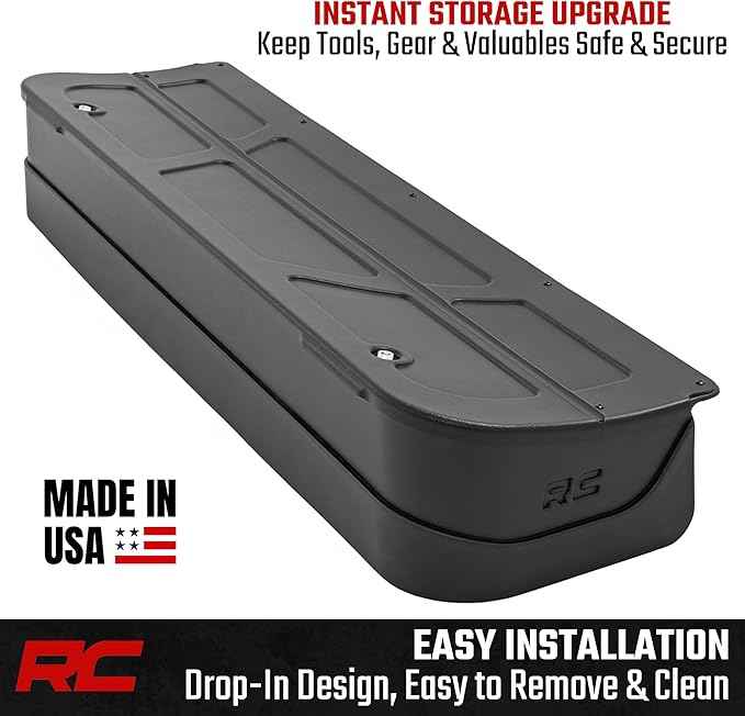Rough Country Under Seat Storage for Ford F-150/F-250/F-350/Raptor Crew Cab (2015-2026) - Custom Rear Under Seat Organizer Tray with Lockable Lid