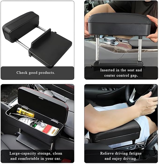 Car Armrest Storage Box for Tesla Model 3 2017 2018 2019 2020 2021 2022 2023, Adjustable Arm Rest Pads Comfort Extender Center Console Cover Arm Relaxation Support Mat
