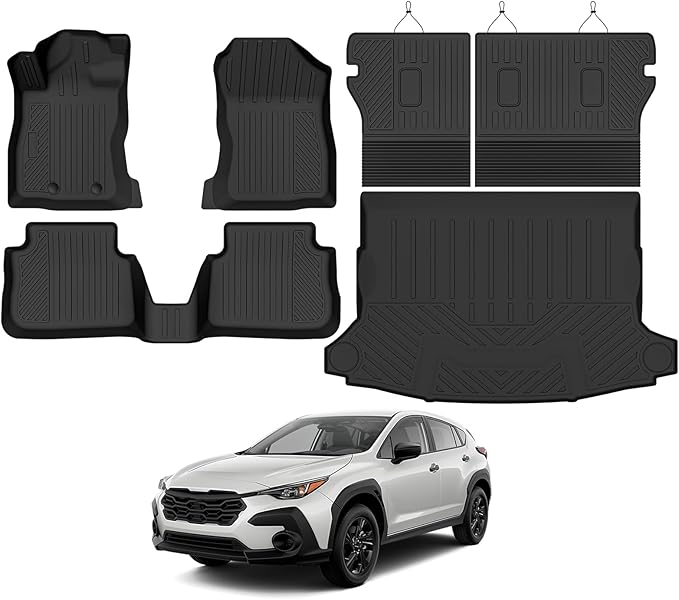 Custom Fit Floor Mats for Subaru Crosstrek Gas 2024-2026(Not for Hybrid), All Weather TPE Floor Liners with Trunk Mat & Backrest Protectors, Odorless Full Set Interior Accessories