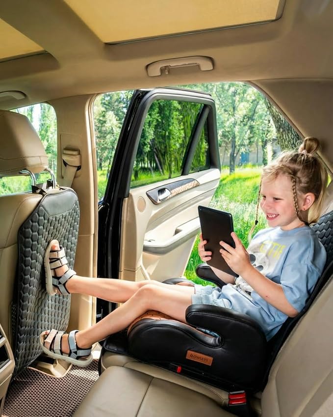 Owleys Kick Mat Back Seat Protector - Car Back Seat Cover for Kids Feet - Waterproof & Sturdy Protector for Upholstery from Dirt, Mud, Scratches and Stain (Black Set)