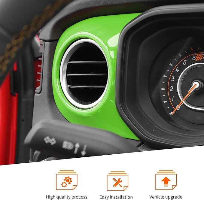 JeCar 2pcs for 2024 Jeep Wrangler JL Interior Center Console Dash Panel Cover Trim (Green)
