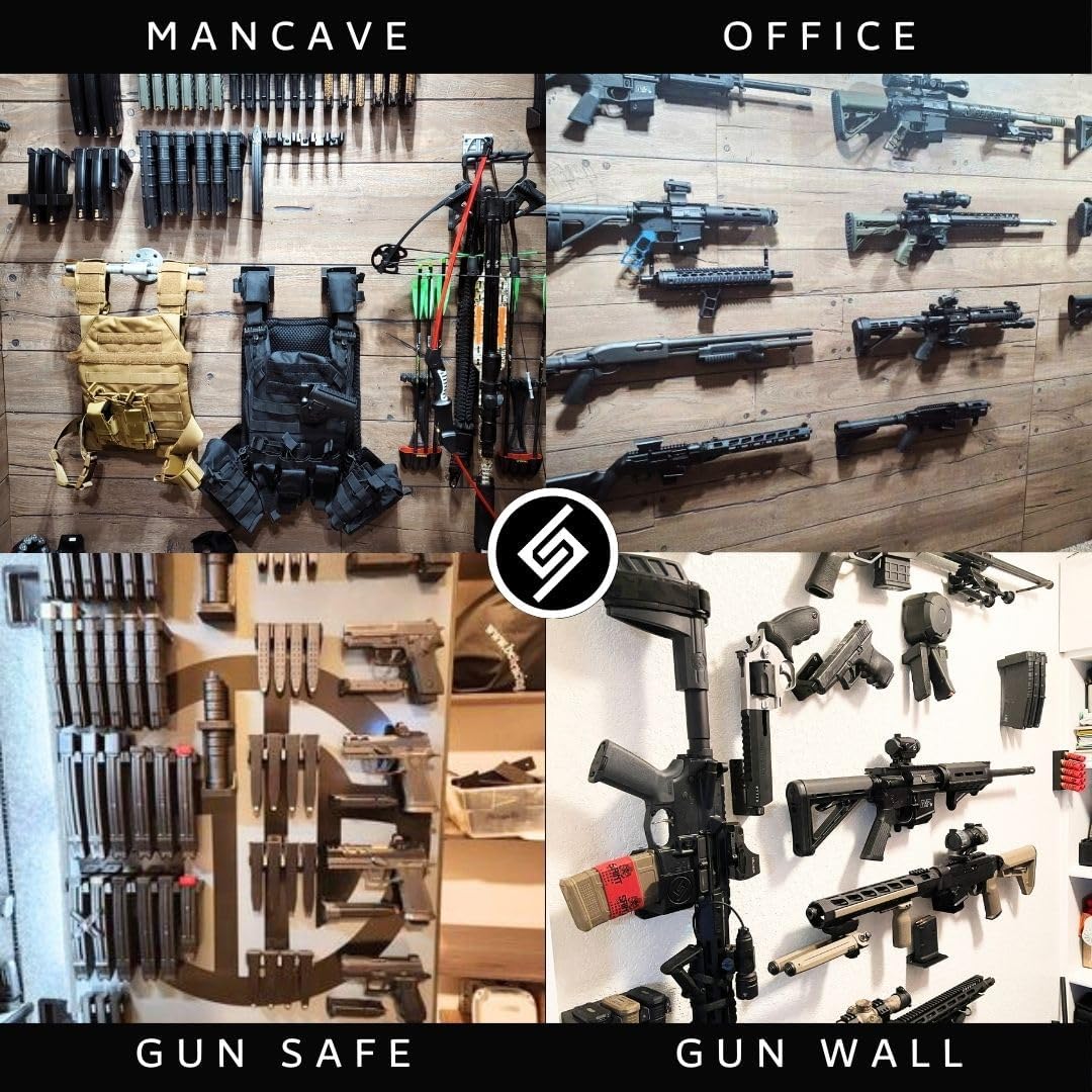 Spartan Mount Compatible with Mossberg 88, 500, 590 Shotgun Display Storage Organization System | Unique Low Profile Design | Gun Safe Wall Room Mounting Solution (12-Gauge, Barrel Points Left)