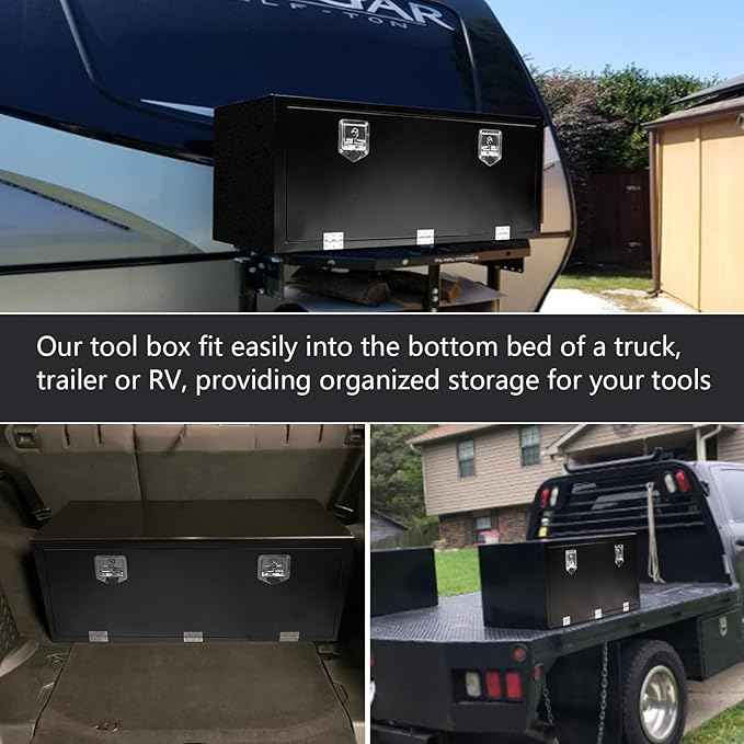 48 Inch Underbody Steel Truck Tool Box with T-Handle Latch Flatbed Tool Box Storage Box for Trailer Heavy Duty Truck Bed Lockable Storage Organizer Chest Black(48” x 18” x 18”)