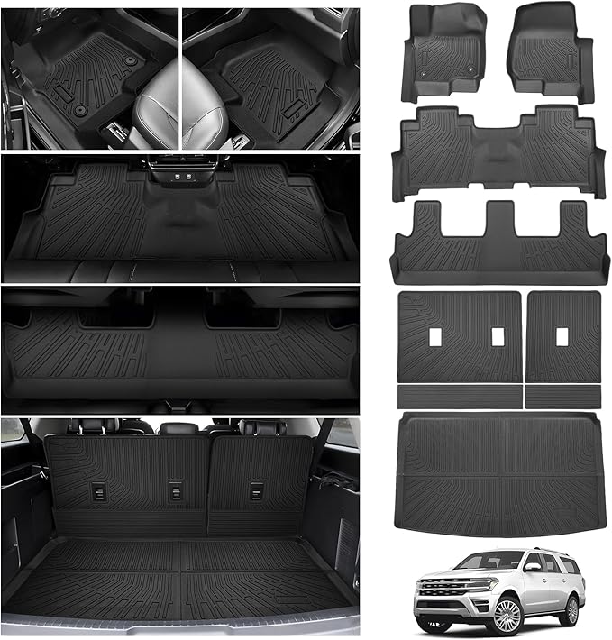 Cartist Floor Mats and Cargo Liner Fit for Ford Expedition MAX (8 Seats-2 Row Bench Seat) 2018-2024 All Weather Floor Mat Expedition Accessories Heavy Duty Carpet Protection (Only Fit MAX)