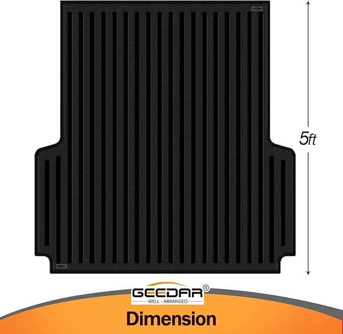 GEEDAR Rubber Bed Mat Compatible with Jeep Gladiator JT 5ft 2020-2026 (60 inches) Heavy Duty Truck Bed Mat for Jeep JT 5ft Truck Bed Liner, Heavy Duty Pickup Bed Accessories Cargo Mat