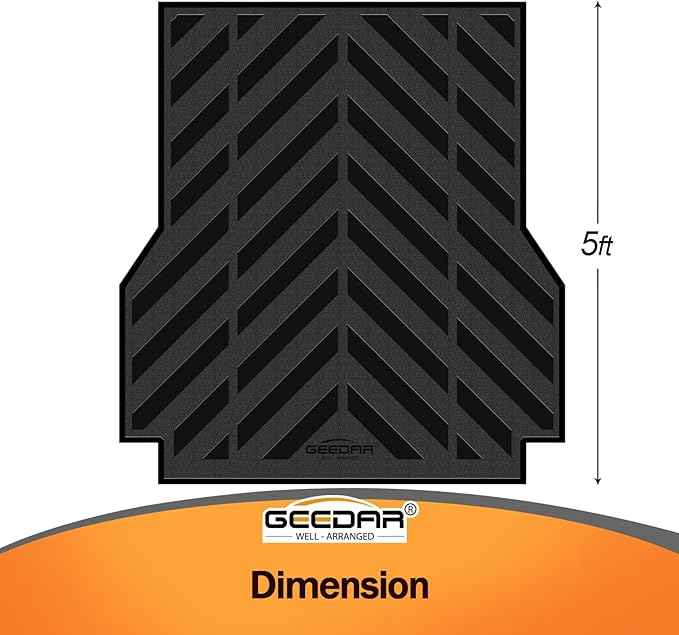 GEEDAR Rubber Bed Mat Compatible with 2005-2023 Toyota Tacoma 5Ft Heavy Duty Truck Bed Mat for Toyota Tacoma 5ft Truck Bed Liner, Heavy Duty Pickup Bed Accessories Cargo Mat