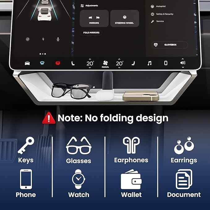 for Model Y Juniper Under Screen Storage Organizer 2025-2026 Upgrade, Model 3 Highland Center Console Organizer Tray 2024-2026 for Tesla Model Y Juniper Accessories, White