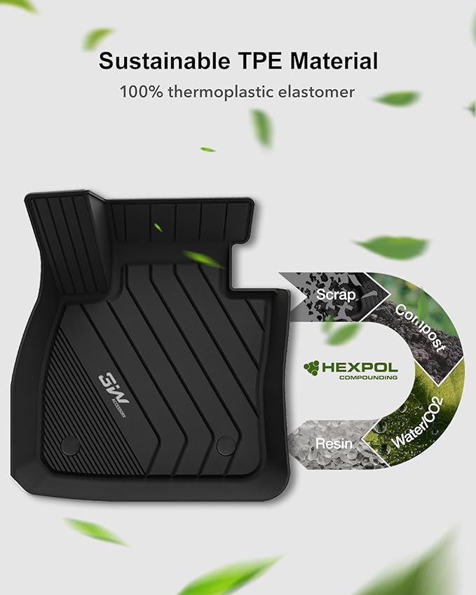 3W BMW X2 Floor Mats Fit for 2018-2023 & BMW X1 Floor Liner Fit for 2016-2022 Custom Fit All Weather TPE Floor Liner for X2 28i M35i 1st & 2nd Row Full Set, Black