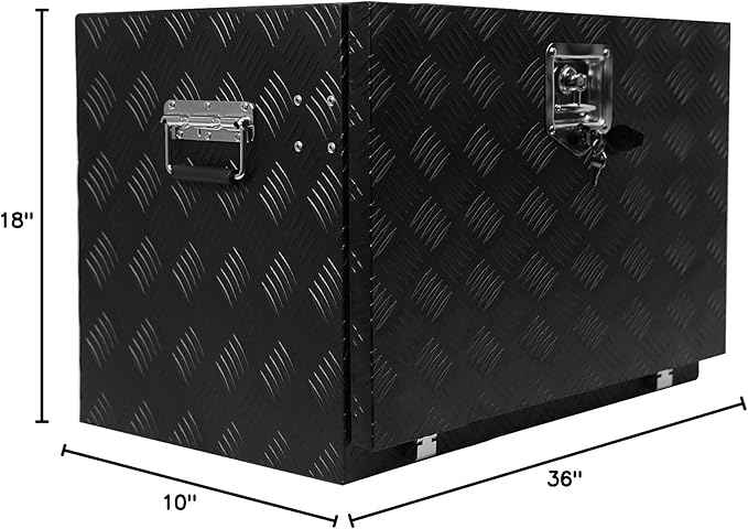 Aluminum Diamond Plate Tool Underbody Box, Waterproof Square Truck Storage Organizer Chest for Pick Up Truck Bed, RV Trailer with T-Handle Lock and Keys (24 inch)