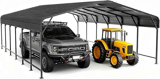 20x30 FT Heavy-Duty Metal Carport, Outdoor Galvanized Steel Shelter for Pickup Trucks, Motorcycles,Boats, Cars & Tractors