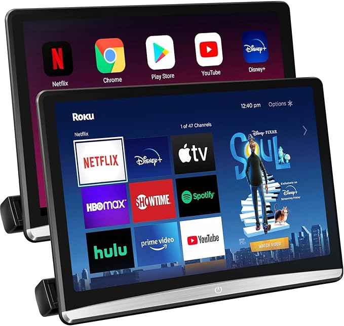 12.4" Android 4K Car TV Headrest Monitor Tablet for Back seat, Support Phone Wireless Connection Mirror Link Touch Screen,with WiFi/Bluetooth/HDMI/USB/FM/AV in/SD/Airplay Video Player(2*pcs)