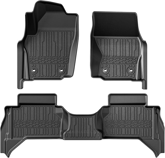TripleAliners for Tacoma 2024 2025 Double Cab Floor Mats (Fit Manual Trans ONLY) All Weather Floor Liners Compatible with 2024+ Toyota Tacoma Accessories Front & Rear Mats, 3PCS (Not for Hybrid/Auto)