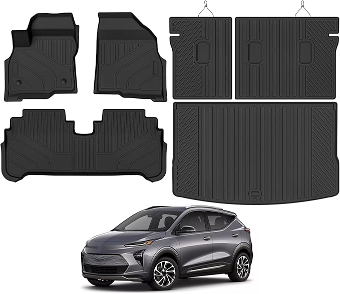 Custom Fit Floor Mats for Chevrolet Bolt EUV 2022-2024(Not for EV), All Weather TPE Floor Liners with Trunk Mat & Backrest Protectors, Odorless Full Set Interior Accessories
