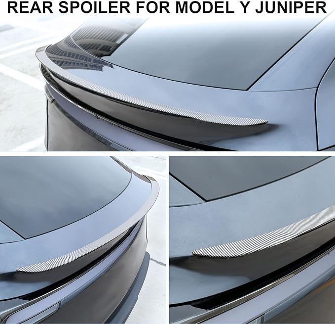 Spoiler for Tesla Model Y Juniper 2025 2026, Sporty OEM Style Trunk Wing ABS Aerodynamic Rear Lip Tail Spoiler for Model Y Juniper Exterior Accessories, Glossy Carbon Fiber