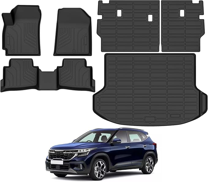 Custom Fit Floor Mats for Kia Seltos 2024 2025 2026, All Weather TPE Floor Liner & Trunk Mat & Backrest Protectors, Odorless Full Set Interior Accessories