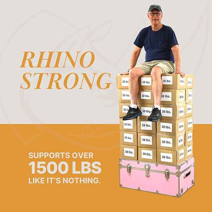 Rhino Trunk & Case Large Armor Camp Trunk - Secure Dorm Storage Chest - Ideal Summer Camp Footlocker - Strong College Trunks Made In The USA - 1000+ Pounds Sitting Capacity 32"x18"x14" (Slate)