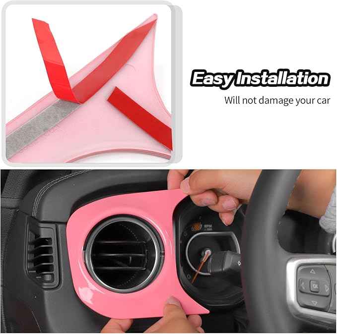 JeCar 2pcs for 2024+ Jeep Wrangler JL Pink Interior Accessories Center Console Dash Panel Cover Trim