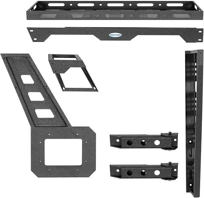 Hooke Road JK Spare Tire Cargo Basket Rack for 2007-2018 Jeep Wrangler JK & Unlimited 2/4 Doors, Rear Steel Storage Tray Luggage Carrier with Reinforced Tailgate Hinge Kit