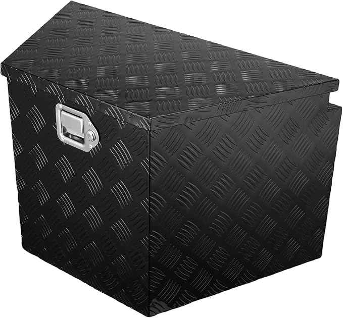 VEVOR Trailer Tongue Box, Heavy Duty Trailer Tongue Tool Box Storage Organizer with Lock & Keys, Utility Tool Chest for Pickup Truck Bed, RV, SUV, Off-Road Vehicle, Aluminum, 29" x 16.2" x 18", Black