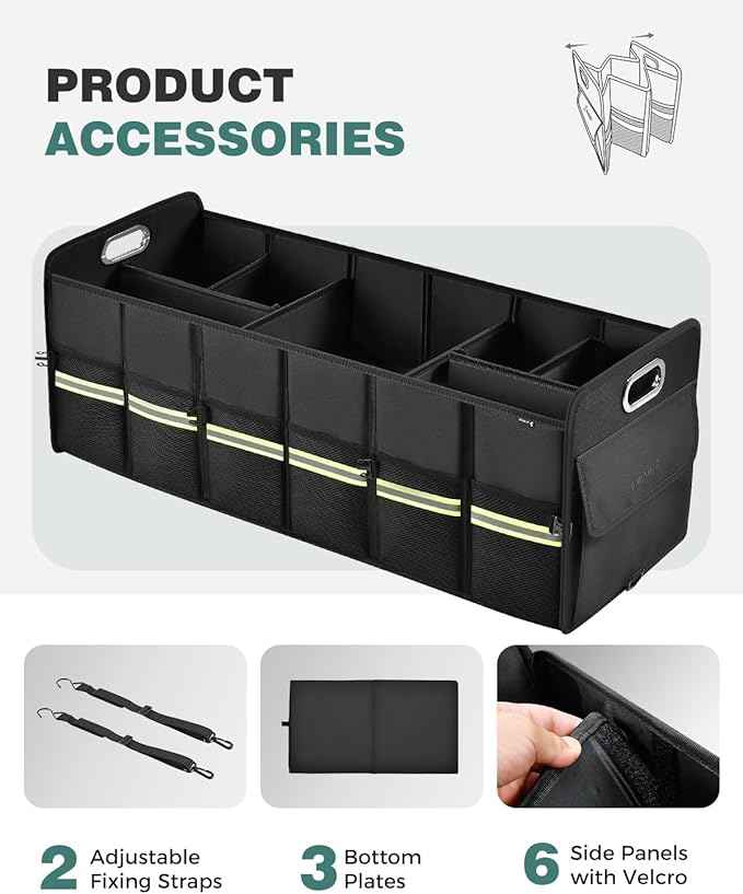 FLORICH Trunk Organizer for Suv, Large Truck Organizer Back Seat Storage Premium, Collapsible Multi-Compartment Car Organizers and Storage Waterproof