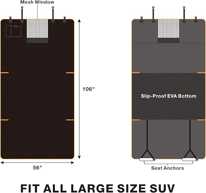 iBuddy Dog Cargo Liner for Large SUV, Waterproof Dog Cargo Cover with Bumper Flap Protection Durable Car Trunk Mat for Pets Keep Your Vehicle Trunk Clean Universal Fit X-Lager SUV Car Seat Cover
