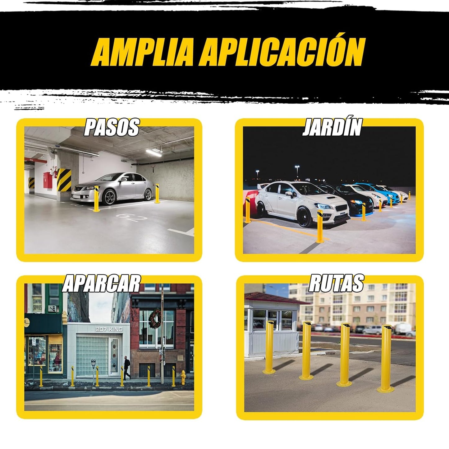 Safety Bollard Post, Steel Bollards,Parking Bollard, Yellow Powder Coated Safety Parking Barrier Post, for Traffic Sensitive Areas (12, 36"H*3"D)
