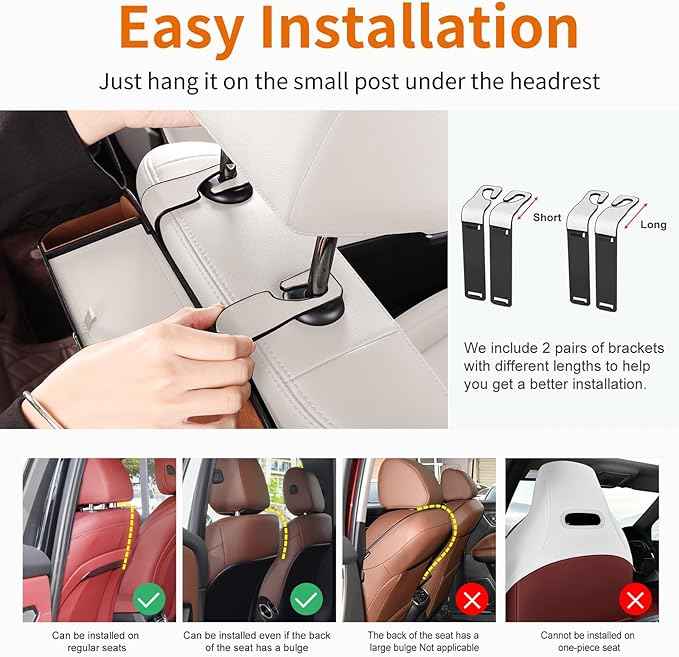 Car Rear Backseat Extra Multifunctional Drink Cup Holder Organizers With Tissue Storage Box Organizer & Hooks For Car Seat Back. White