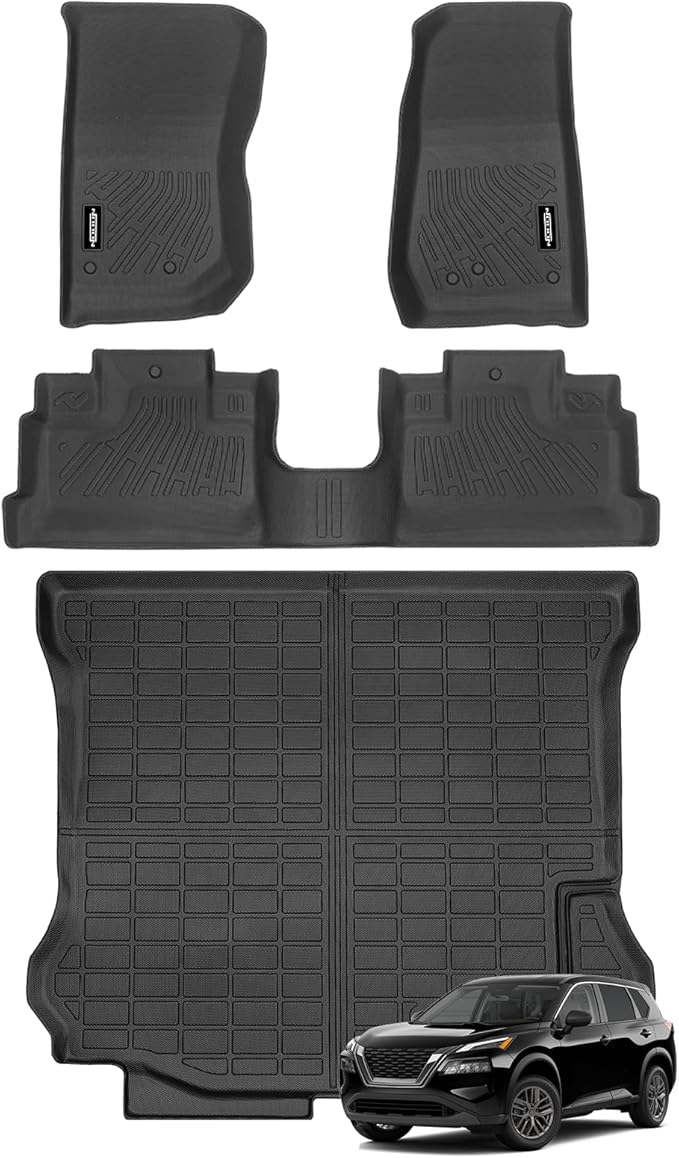Custom Fit Floor Mats for Jeep Wrangler JK Unlimited 2007–2018 4-Door (NOT for JL/2-Door), All Weather TPE Floor Liners & Trunk Mat, Odorless Full Set Interior Accessories