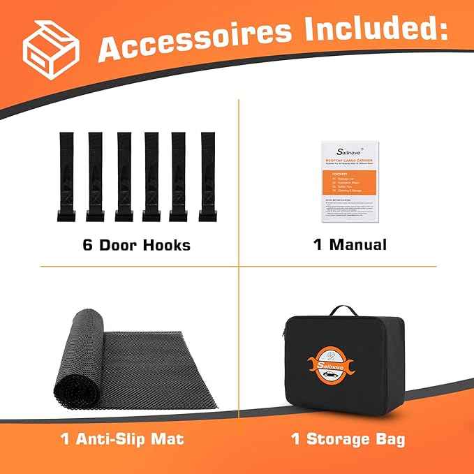 Sailnovo Rooftop Cargo Carrier 20 Cubic, Waterproof Car Roof Bag Soft-Shell Carriers Top Luggage Storage with Slip Mat, 6 Door Hooks & Heavy-Duty PVC for All Vehicle Roof with/Without Rack Cross Bar