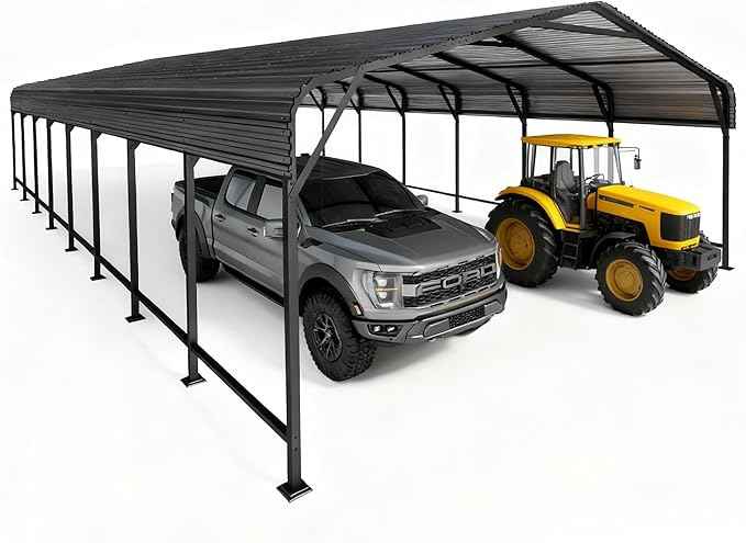 20x40 FT Heavy-Duty Metal Carport, Outdoor Galvanized Steel Shelter for Pickup Trucks, Motorcycles, Boats, Cars & Tractors