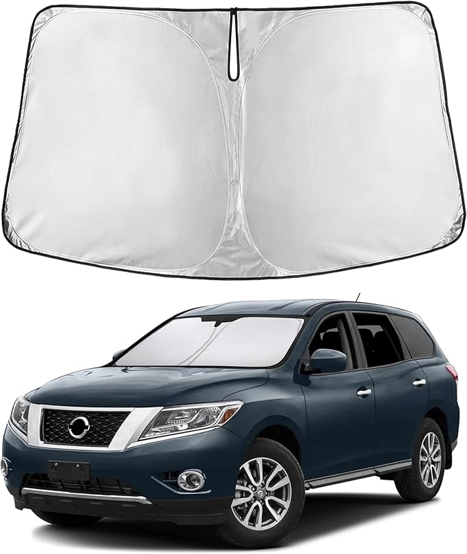 EcoNour Custom Windshield Sun Shade for Nissan Pathfinder 2013–2020 | Three-Row SUV Front Window Heat & UV Shield | Foldable Multi-Layer Sun Cover