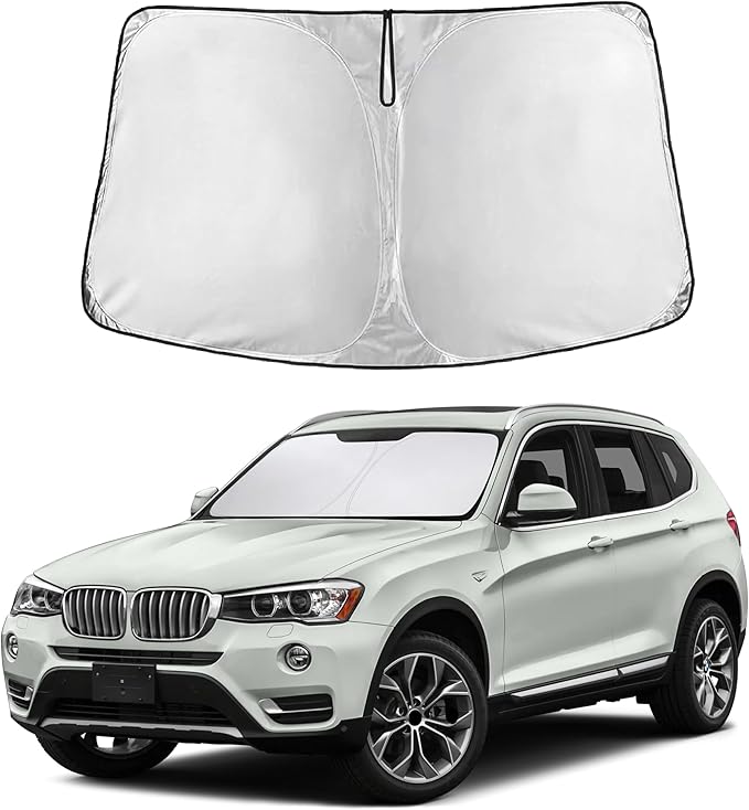 EcoNour Windshield Sun Shade for BMW X3 2011–2017 | Front Window Sunshade | Foldable Car Sun Protector | Blocks UV Rays & Keeps Interior Cooler