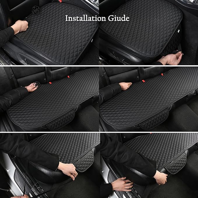 West Llama Pu Leather Car Seat Bottom Covers Protectors Include 1 Rear Bench Seat Cover Universal Fit 90% Vehicles,Beige