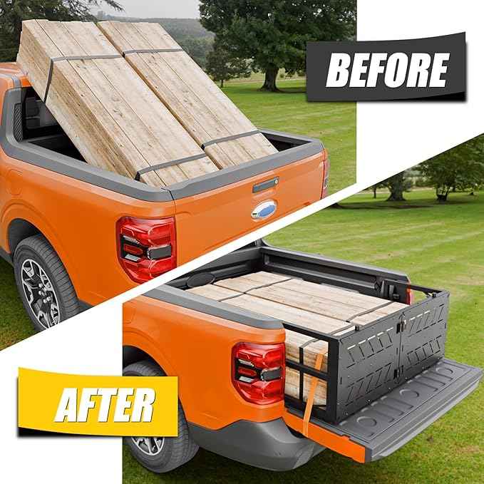 Truck Bed Extender Compatible with 2022-2025 2026 Ford Maverick Flip-Over Pickup Bed Divider Aluminum Alloy Rotatable Tailgate Extension for 2024 Maverick Accessories