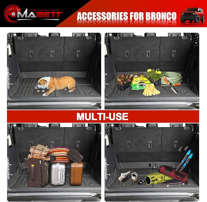 Mabett Cargo Liner Non-Slip Mat for Ford Bronco Accessories, All-Weather Protection Trunk Mat Fit Bronco 2026,2021-2025 4-Door Black