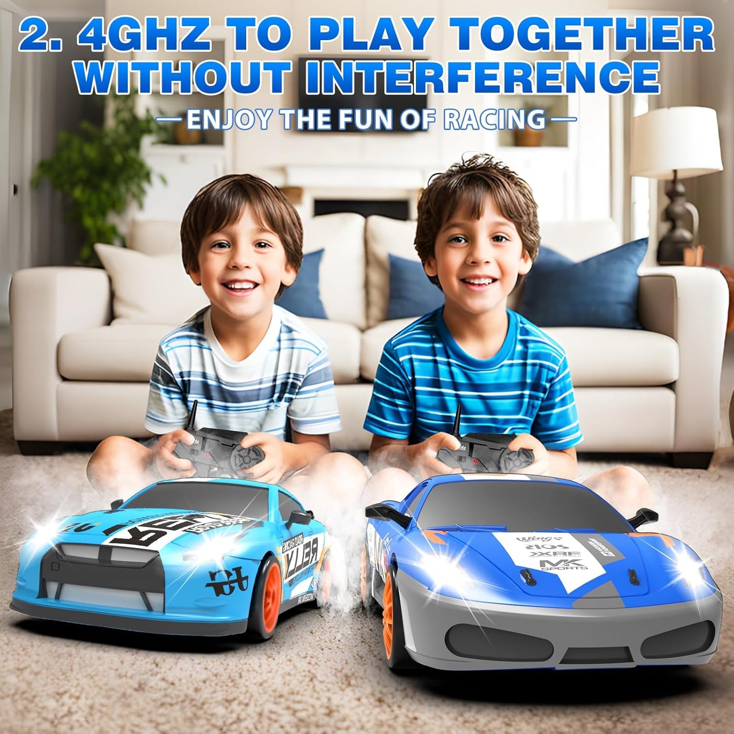 RC Drift Car 2.4GHz 1:24 Scale 4WD Remote Control Car 15KM/H High Speed Drifting RC Cars with Cool Lights, Two Batteries and Extra Tires Toys for Kids Boys Girls Adults, Blue - AutoBay