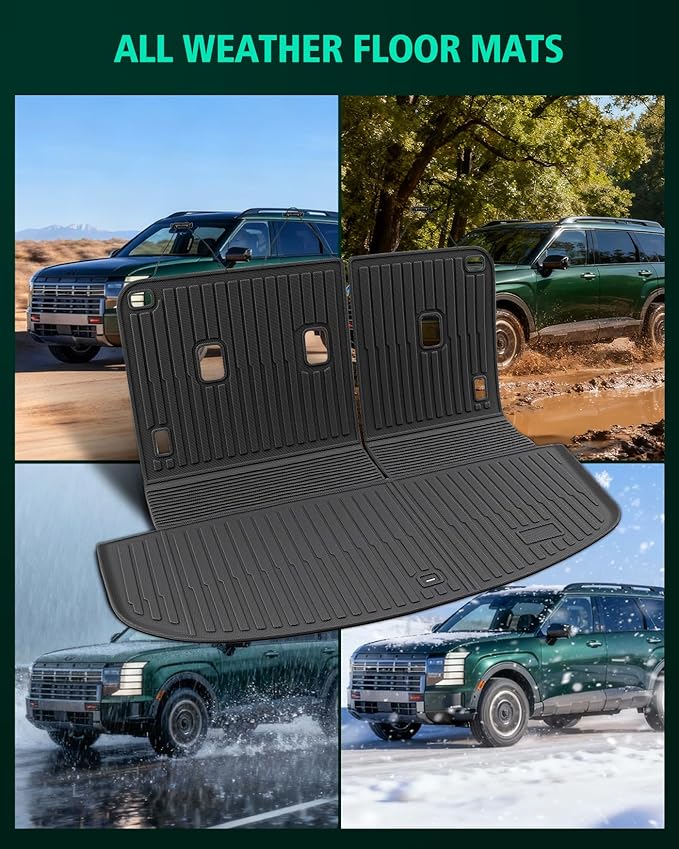 DiffCar® Cargo Mat for Hyundai Palisade 2026 (Fit 7/8 Seats), All Weather TPE Car Accessories Interior for Palisade 2026 Trunk Liner with Backrest Mat (Hybrid & Gas), Back Seat Cover Protector