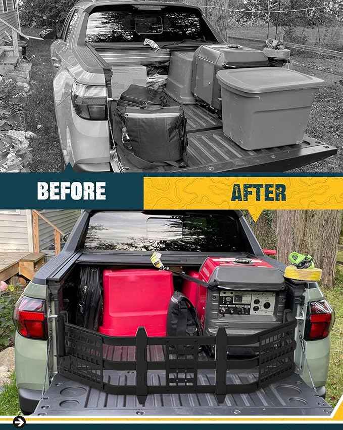 Truck Bed Extender for Ranger 2011-2025, Tailgate Mount Cargo Extension with MOLLE Panel and Flag Pole Mount, Fold-in/Fold-Out Pickup Storage