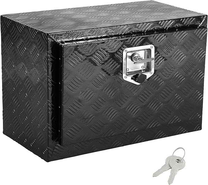 VEVOR Underbody Truck Box, 24" x 17" x 18", Heavy Duty Aluminum Diamond Plate Tool Box with Lock and Keys, Waterproof Trailer Storage Box with T-Handle Latch for Truck, Van, Trailer