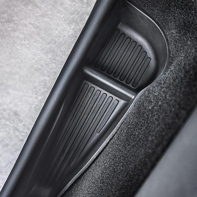 4 Pcs Door Side Storage Box Organizer Trays for New Tesla Model Y Juniper Accessories 2025 2026 Front & Rear TPE Door Pocket Liner Protector with Anti-Slip Design