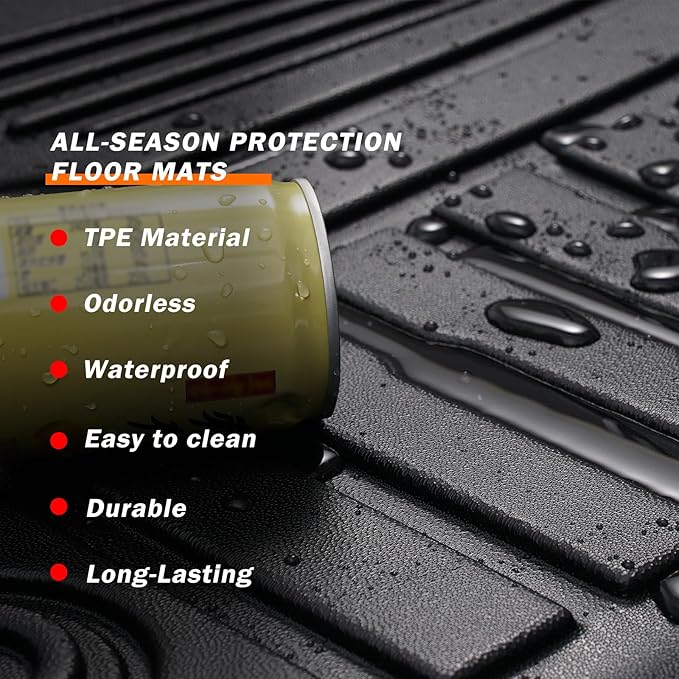 KUST 3D Floor Mats for Ford Mustang 2015-2025 2026 (NOT for Mach-E), All Weather TPE Rubber Car Mats for Mustang Accessories 2 Row Floor Rear Odorless Non-Slip High Edges