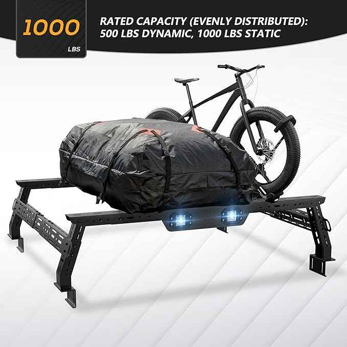 Adjustable 11-13" High Bed Racks Truck Cargo Carrier Compatible with Tacoma/Ram 1500/ Tundra/Silverado & Sierra 1500/ F150/ Gladiator JT/Titan/Frontier/Canyon/Ranger