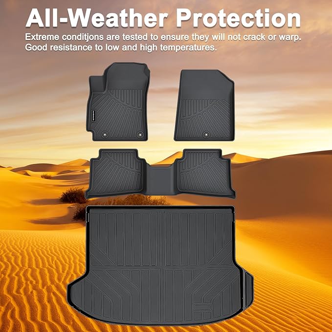 TPE Floor Mats for 2024-2026 Kia Seltos LX/S/EX/SX Turbo/X-Line, All Weather Car Floor Liners Fit Kia Seltos Accessories Black (Crop fit Subwoofer