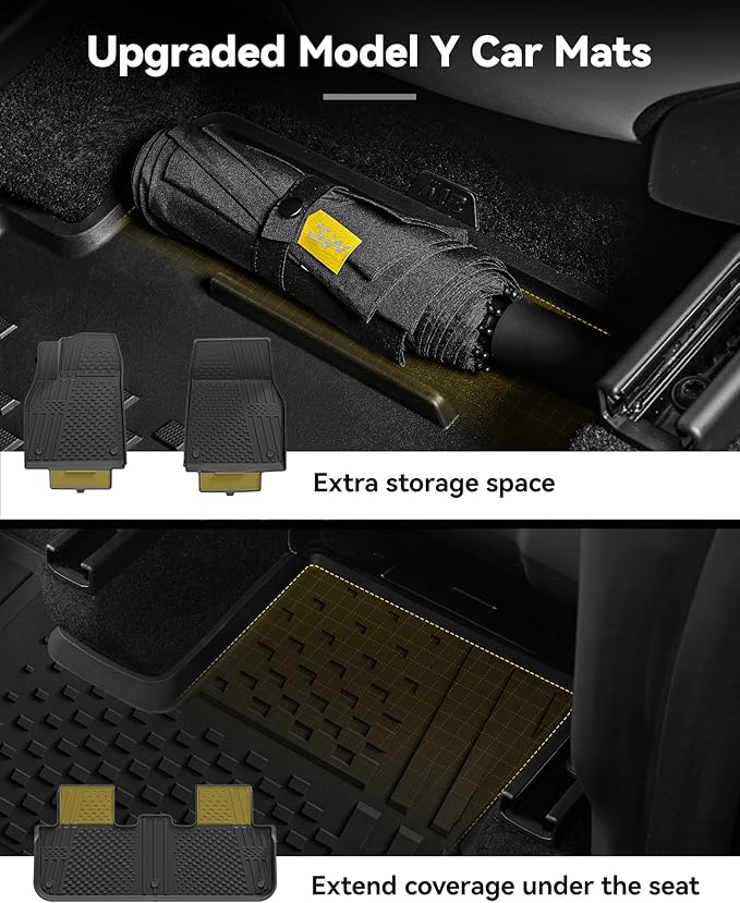 3W 2025 2026 Tesla Model Y Juniper Floor Mats with Cargo Liners, Trunk Mats TPE Anti-Slip All Weather Accessories
