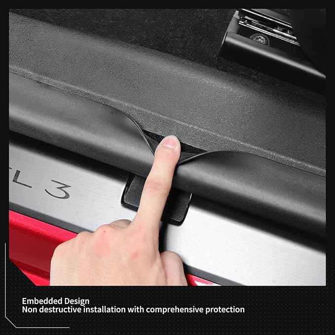 LUCKEASY 7PCS for Tesla Model 3 Highland 2026 2025 2024 Front Rear Door Threshold Strip Center Console Lower 2nd Row Seat Lower Protector Anti-dust Pads TPE for Tesla Model 3 Accessories Black