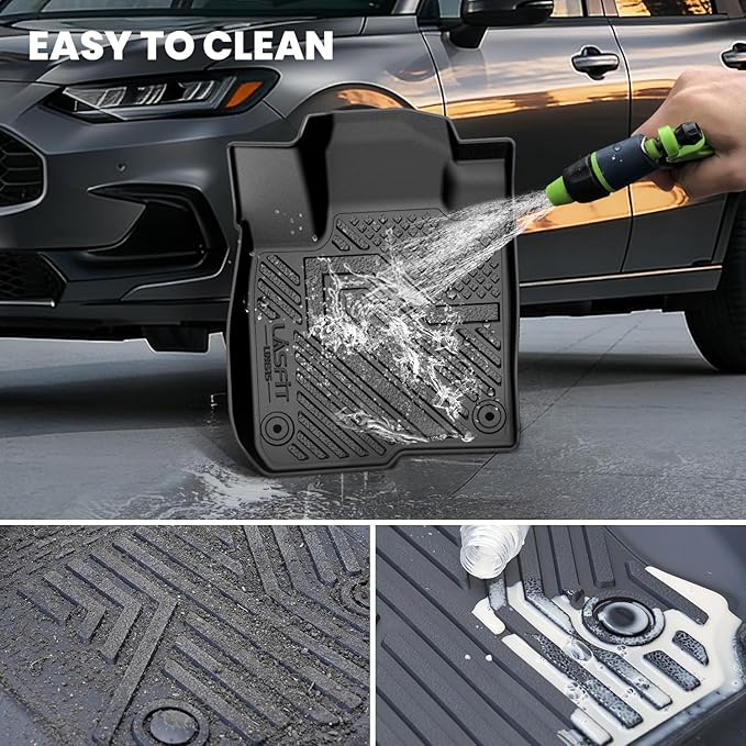LASFIT Floor Mats for Honda Civic Hybrid Sedan 2025 2026 & Hybrid Hatchback 2025 2026, All Weather TPE Custom Fit Car Floor Liner, 1st & 2nd Row, Black